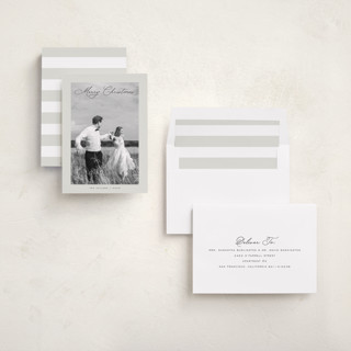 This is a dove holiday photo cards with standard by Nicoletta Savod called chic script printing on recycled smooth signature in standard