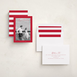 This is a cherry holiday photo cards with standard by Nicoletta Savod called chic script printing on recycled smooth signature in standard
