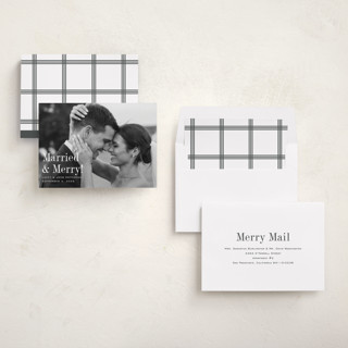 This is a snow holiday photo cards with standard by Megan Davis called eternally merry printing on recycled smooth signature in standard