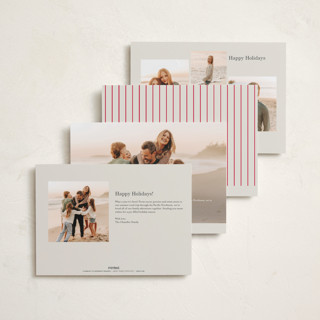 This is a champagne holiday photo cards with standard by Baumbirdy called colorful stripes printing on recycled smooth signature in standard
