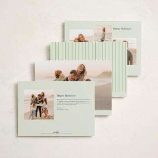 This is a mint holiday photo cards with standard by Baumbirdy called colorful stripes printing on recycled smooth signature in standard