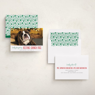 This is a snowball holiday photo cards with standard by Erica Krystek called grinch face printing on recycled smooth signature in standard