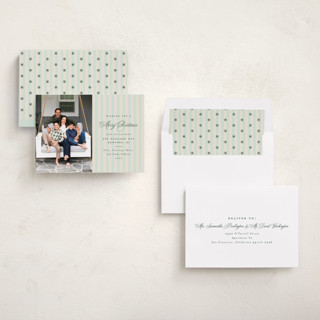 This is a juniper holiday photo cards with standard by Olivia Raufman called charming stripe printing on recycled smooth signature in standard