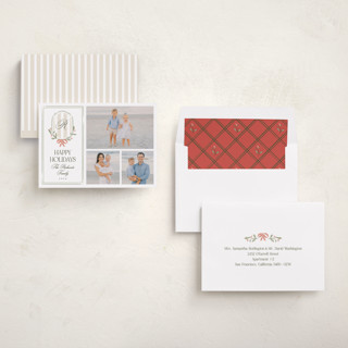 This is a snow holiday photo cards with standard by Robert and Stella called striped crest printing on recycled smooth signature in standard