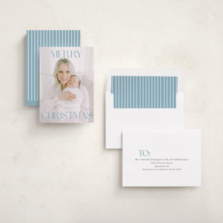 This is a frost holiday photo cards with standard by Angela Thompson called merry printing on recycled smooth signature in standard