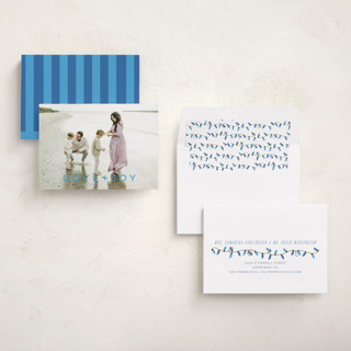 This is a glacier holiday photo cards with standard by Kate Ross called love joy printing on recycled smooth signature in standard