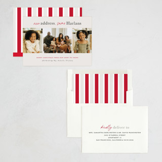 This is a taupe holiday photo cards with standard by Sara Hicks Malone called new address printing on recycled smooth signature in standard