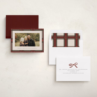 This is a antique holiday photo cards with standard by Olivia Kanaley Inman called highland holiday printing on recycled smooth signature in standard
