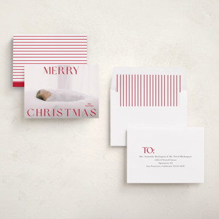 This is a poinsettia holiday photo cards with standard by Angela Thompson called merry printing on recycled smooth signature in standard