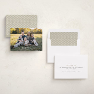 This is a cotton holiday photo cards with standard by Amy Kross called strand printing on recycled smooth signature in standard