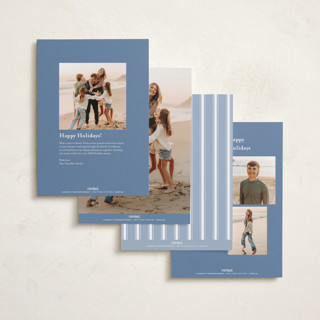 This is a powder blue holiday photo cards with standard by Erin L. Wilson called seabreeze printing on recycled smooth signature in standard