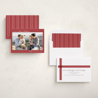 This is a crimson holiday photo cards with standard by Chris Griffith called holiday fun printing on recycled smooth signature in standard