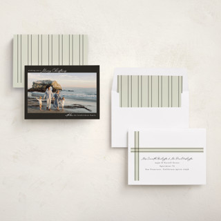 This is a charcoal holiday photo cards with standard by Chris Griffith called holiday fun printing on recycled smooth signature in standard