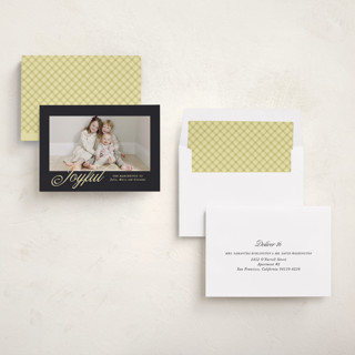This is a midnight holiday photo cards with standard by Pati Cascino called mina printing on recycled smooth signature in standard