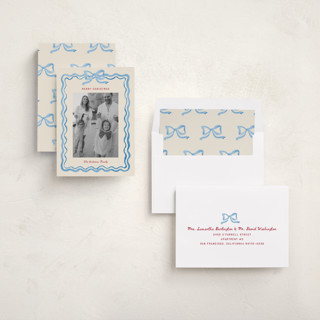 This is a bluebell holiday photo cards with standard by Cass Loh called watercolor ribbon frame printing on recycled smooth signature in standard