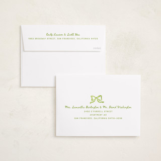 This is a sage holiday photo cards with standard by Cass Loh called watercolor ribbon frame printing on recycled smooth signature in standard