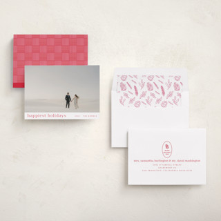 This is a berry holiday photo cards with standard by Design Lotus called minimalist delight printing on recycled smooth signature in standard