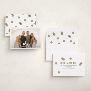 This is a snow holiday photo cards with standard by Stephanie Hawkes called joy scallop printing on recycled smooth signature in standard