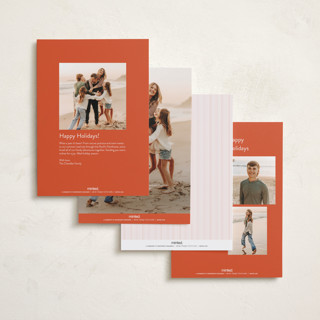 This is a snow holiday photo cards with standard by Becky Nimoy called happy holidays retro lettering printing on recycled smooth signature in standard
