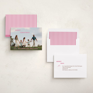 This is a gumdrop holiday photo cards with standard by Megan Davis called opening titles printing on recycled smooth signature in standard