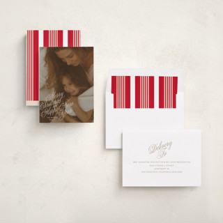 This is a champagne holiday photo cards with standard by Baumbirdy called scripted note printing on recycled smooth signature in standard