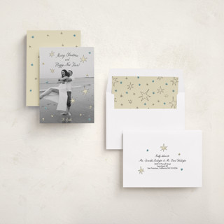 This is a wintermint holiday photo cards with standard by Helena Vitto called the stars printing on recycled smooth signature in standard