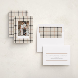 This is a vanilla holiday photo cards with standard by Cindy Reynolds called window pane printing on recycled smooth signature in standard