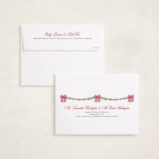 This is a candy cane holiday photo cards with standard by Susan Moyal called holly & bows printing on recycled smooth signature in standard