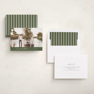 This is a forest holiday photo cards with standard by Christy Hy Lee called modernist printing on recycled smooth signature in standard