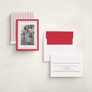 This is a holly berry holiday photo cards with standard by Susan Moyal called vintage vine printing on recycled smooth signature in standard