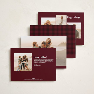 This is a snow holiday photo cards with standard by Kristen Magee called warm holiday wishes script printing on recycled smooth signature in standard