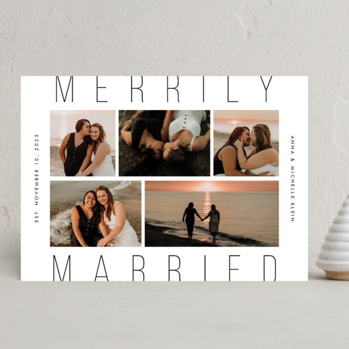 "Married" - Holiday Photo Cards in Parchment by Jennifer Lew.
