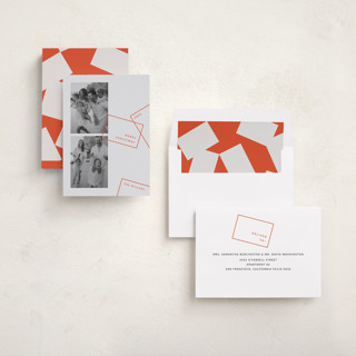 This is a persimmon holiday photo cards with standard by Sumak Studio called boxed printing on recycled smooth signature in standard