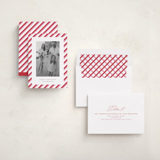 This is a candy cane holiday photo cards with standard by Yuliya Evseeva called candy frame printing on recycled smooth signature in standard