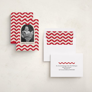 This is a candy cane holiday photo cards with standard by Iveta Angelova called joyful waves printing on recycled smooth signature in standard
