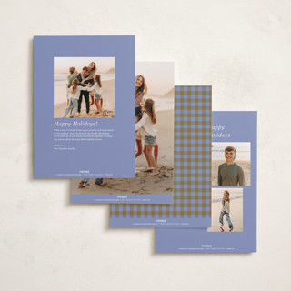 This is a blueberry holiday photo cards with standard by Beth Vassalo called cozy gingham printing on recycled smooth signature in standard