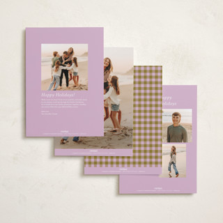 This is a peony holiday photo cards with standard by Beth Vassalo called cozy gingham printing on recycled smooth signature in standard