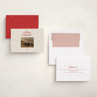 This is a cherry holiday photo cards with standard by Ellen Schlegelmilch called dainty dots printing on recycled smooth signature in standard