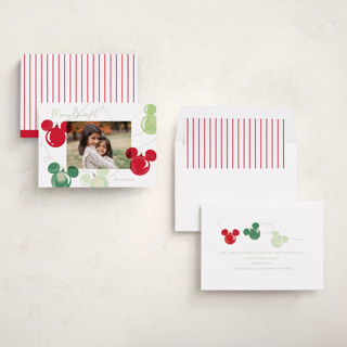 This is a moss holiday photo cards with standard by Baumbirdy called mickey lights printing on recycled smooth signature in standard