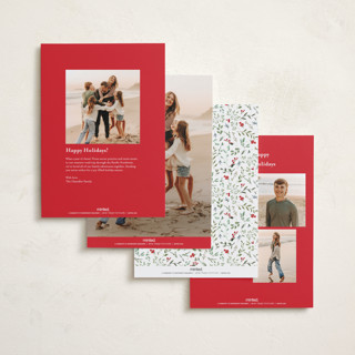 This is a crimson holiday photo cards with standard by Susan Moyal called petite botanicals printing on recycled smooth signature in standard