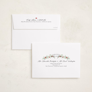 This is a crimson holiday photo cards with standard by Susan Moyal called petite botanicals printing on recycled smooth signature in standard