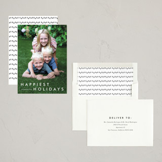 This is a cotton holiday photo cards with standard by Stacey Meacham called happy moments printing on recycled smooth signature in standard