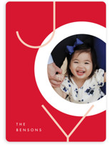 This is a red holiday photo card by JeAnna Casper called Boldly Modern with standard printing on smooth signature in standard.