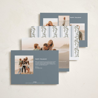 This is a juniper holiday photo cards with standard by Wildfield Paper Co called laurel wreath printing on recycled smooth signature in standard