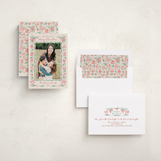This is a peppermint holiday photo cards with standard by Paper Sun Studio called christmas wish printing on recycled smooth signature in standard