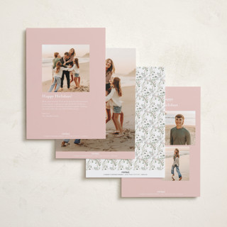 This is a blush holiday photo cards with standard by Itsy Belle Studio called bountiful boughs printing on recycled smooth signature in standard