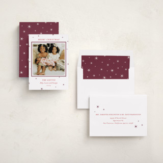 This is a sugar plum holiday photo cards with standard by Alston Foster called starry wonder printing on recycled smooth signature in standard