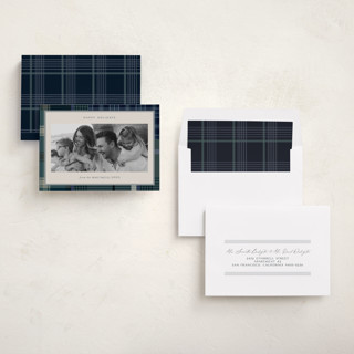 This is a sea holiday photo cards with standard by Makewells called antiqued plaid printing on recycled smooth signature in standard