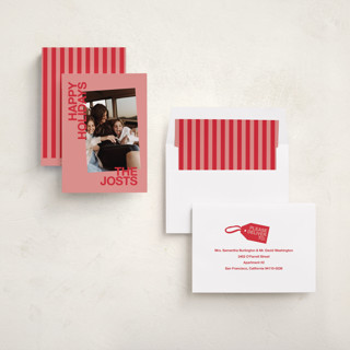 This is a berry holiday photo cards with standard by Inkblot Design called angled printing on recycled smooth signature in standard