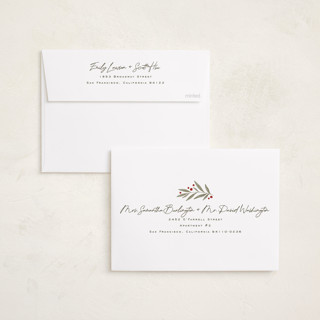 This is a mistletoe holiday photo cards with standard by Wildfield Paper Co called holly + olive printing on recycled smooth signature in standard